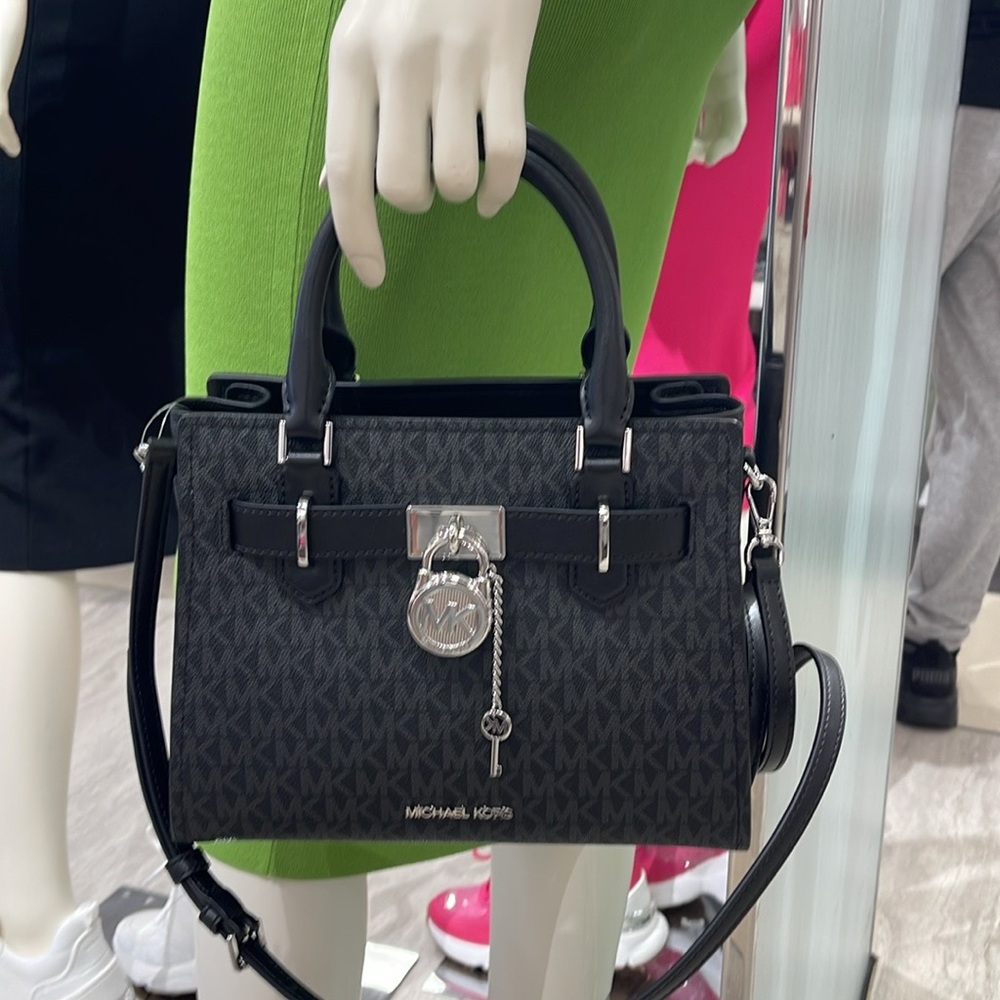 Michael Kors Hamilton Small Signature Logo Satchel Crossbody Bag
Black /Silver - Picture 8 of 16